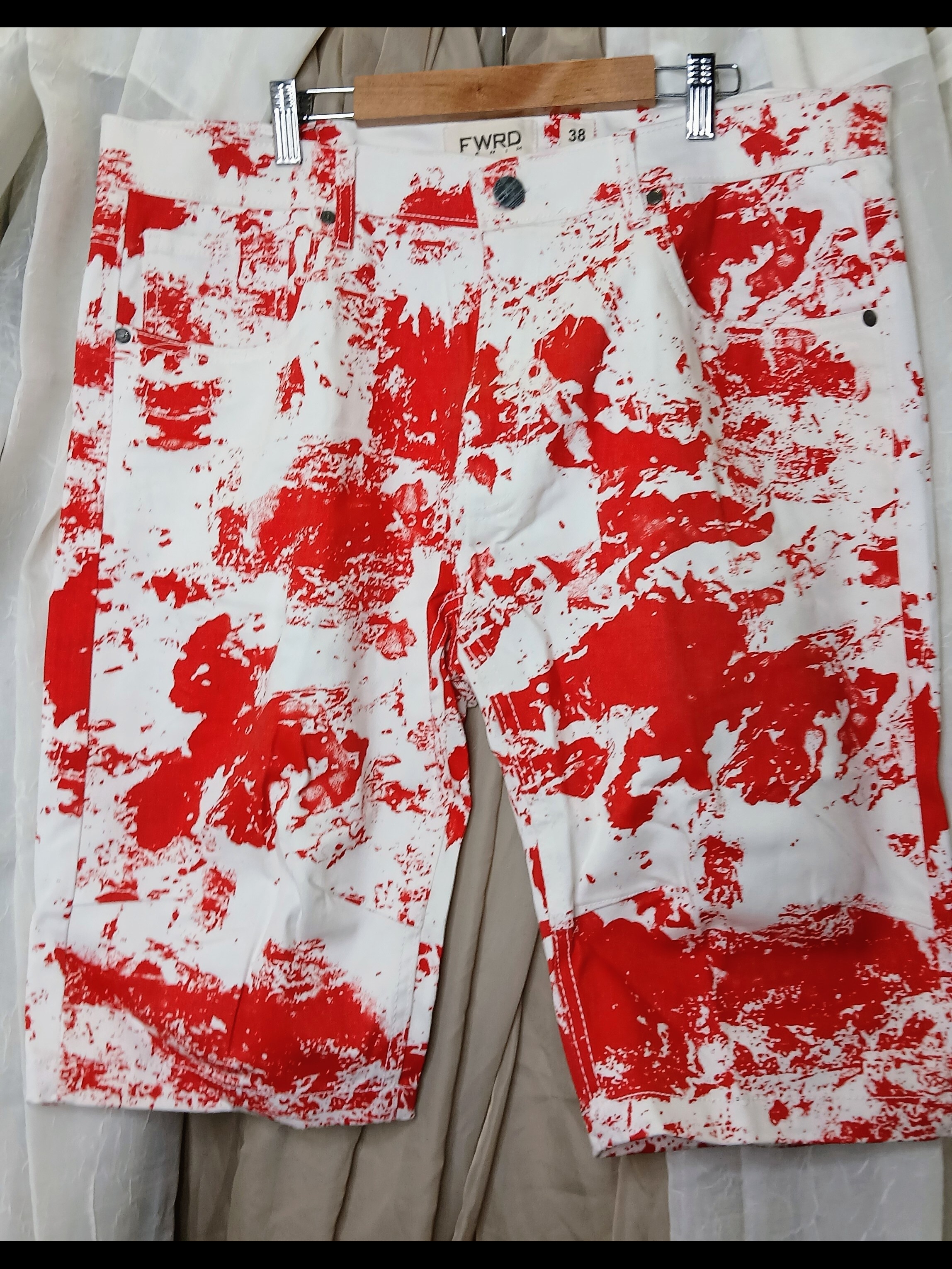 Fwrd Red  White Mens Jean Shorts